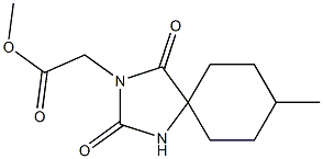 methyl 2-{8-methyl-2,4-dioxo-1,3-diazaspiro[4.5]decan-3-yl}acetate Struktur