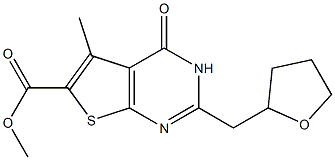 methyl 5-methyl-4-oxo-2-(oxolan-2-ylmethyl)-3H,4H-thieno[2,3-d]pyrimidine-6-carboxylate Struktur