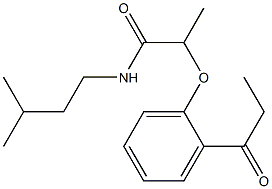 N-(3-methylbutyl)-2-(2-propanoylphenoxy)propanamide Struktur