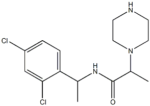 N-[1-(2,4-dichlorophenyl)ethyl]-2-(piperazin-1-yl)propanamide Struktur