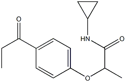 N-cyclopropyl-2-(4-propanoylphenoxy)propanamide Struktur