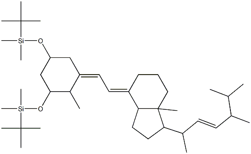 4-{2-[3,5-Bis-(tert-butyl-dimethyl-silanyloxy)-2-methyl-cyclohexylidene]-ethylidene}-7a-methyl-1-(1,4,5-trimethyl-hex-2-enyl)-octahydro-indene Struktur