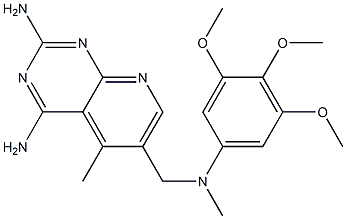 5-methyl-4-[[methyl-(3,4,5-trimethoxyphenyl)amino]methyl]-2,8,10-triazabicyclo[4.4.0]deca-1,3,5,7,9-pentaene-7,9-diamine Struktur