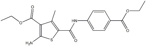 ethyl 2-amino-5-{[4-(ethoxycarbonyl)anilino]carbonyl}-4-methyl-3-thiophenecarboxylate Struktur