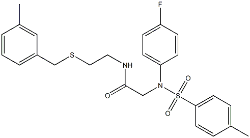 2-{4-fluoro[(4-methylphenyl)sulfonyl]anilino}-N-{2-[(3-methylbenzyl)sulfanyl]ethyl}acetamide Struktur