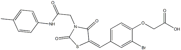 [2-bromo-4-({2,4-dioxo-3-[2-oxo-2-(4-toluidino)ethyl]-1,3-thiazolidin-5-ylidene}methyl)phenoxy]acetic acid Struktur