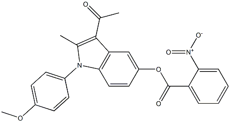 3-acetyl-1-(4-methoxyphenyl)-2-methyl-1H-indol-5-yl 2-nitrobenzoate Struktur