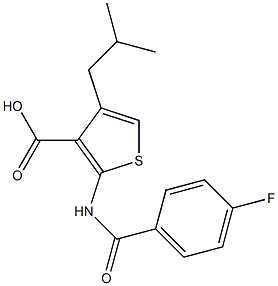 2-[(4-fluorobenzoyl)amino]-4-isobutyl-3-thiophenecarboxylic acid Struktur