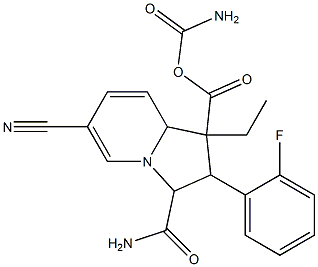 ethyl 1,3-bis(aminocarbonyl)-6-cyano-2-(2-fluorophenyl)-1,2,3,8a-tetrahydro-1-indolizinecarboxylate Struktur