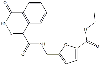 ethyl 5-({[(4-oxo-3,4-dihydro-1-phthalazinyl)carbonyl]amino}methyl)-2-furoate Struktur