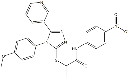 N-{4-nitrophenyl}-2-{[4-(4-methoxyphenyl)-5-(3-pyridinyl)-4H-1,2,4-triazol-3-yl]sulfanyl}propanamide Struktur