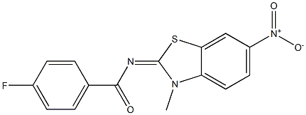 4-fluoro-N-(6-nitro-3-methyl-1,3-benzothiazol-2(3H)-ylidene)benzamide Struktur