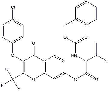 3-(4-chlorophenoxy)-4-oxo-2-(trifluoromethyl)-4H-chromen-7-yl 2-{[(benzyloxy)carbonyl]amino}-3-methylbutanoate Struktur