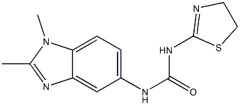 N-(4,5-dihydro-1,3-thiazol-2-yl)-N'-(1,2-dimethyl-1H-benzimidazol-5-yl)urea Struktur