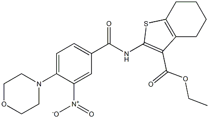 ethyl 2-{[3-nitro-4-(4-morpholinyl)benzoyl]amino}-4,5,6,7-tetrahydro-1-benzothiophene-3-carboxylate Struktur