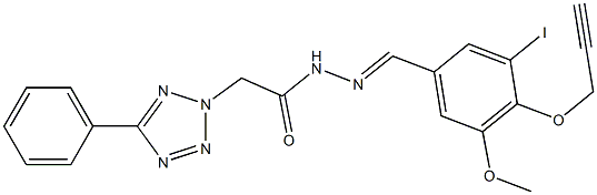 N'-[3-iodo-5-methoxy-4-(2-propynyloxy)benzylidene]-2-(5-phenyl-2H-tetraazol-2-yl)acetohydrazide Struktur