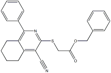 benzyl [(4-cyano-1-phenyl-5,6,7,8-tetrahydroisoquinolin-3-yl)sulfanyl]acetate Struktur