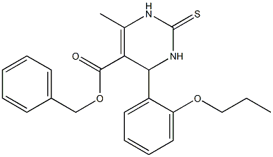 benzyl 6-methyl-4-(2-propoxyphenyl)-2-thioxo-1,2,3,4-tetrahydro-5-pyrimidinecarboxylate Struktur