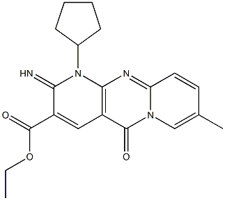 ethyl 1-cyclopentyl-2-imino-8-methyl-5-oxo-1,5-dihydro-2H-dipyrido[1,2-a:2,3-d]pyrimidine-3-carboxylate Struktur