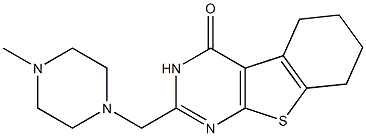 2-[(4-methyl-1-piperazinyl)methyl]-5,6,7,8-tetrahydro[1]benzothieno[2,3-d]pyrimidin-4(3H)-one Struktur