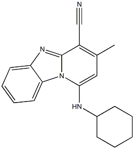 1-(cyclohexylamino)-3-methylpyrido[1,2-a]benzimidazole-4-carbonitrile Struktur