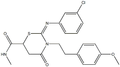 2-[(3-chlorophenyl)imino]-3-[2-(4-methoxyphenyl)ethyl]-N-methyl-4-oxo-1,3-thiazinane-6-carboxamide Struktur