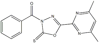 3-benzoyl-5-(4,6-dimethyl-2-pyrimidinyl)-1,3,4-oxadiazole-2(3H)-thione Struktur