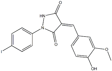 4-(4-hydroxy-3-methoxybenzylidene)-1-(4-iodophenyl)-3,5-pyrazolidinedione Struktur