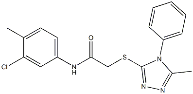 N-(3-chloro-4-methylphenyl)-2-[(5-methyl-4-phenyl-4H-1,2,4-triazol-3-yl)sulfanyl]acetamide Struktur