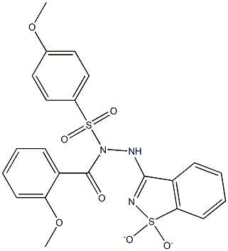 N'-(1,1-dioxido-1,2-benzisothiazol-3-yl)-4-methoxy-N-(2-methoxybenzoyl)benzenesulfonohydrazide Struktur