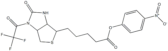 4-nitrophenyl 5-[2-oxo-1-(trifluoroacetyl)hexahydro-1H-thieno[3,4-d]imidazol-4-yl]pentanoate Struktur