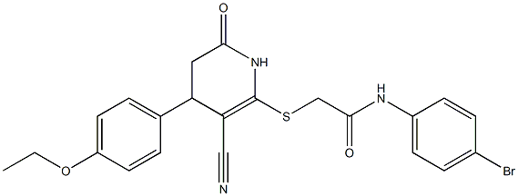 N-(4-bromophenyl)-2-{[3-cyano-4-(4-ethoxyphenyl)-6-oxo-1,4,5,6-tetrahydro-2-pyridinyl]sulfanyl}acetamide Struktur