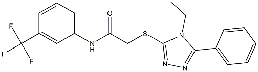 2-[(4-ethyl-5-phenyl-4H-1,2,4-triazol-3-yl)sulfanyl]-N-[3-(trifluoromethyl)phenyl]acetamide Struktur