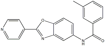 3-methyl-N-[2-(4-pyridinyl)-1,3-benzoxazol-5-yl]benzamide Struktur