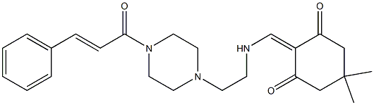 2-({[2-(4-cinnamoyl-1-piperazinyl)ethyl]amino}methylene)-5,5-dimethyl-1,3-cyclohexanedione Struktur