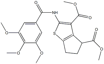 dimethyl 2-[(3,4,5-trimethoxybenzoyl)amino]-5,6-dihydro-4H-cyclopenta[b]thiophene-3,4-dicarboxylate Struktur