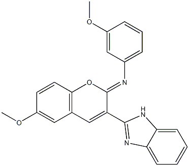 N-[3-(1H-benzimidazol-2-yl)-6-methoxy-2H-chromen-2-ylidene]-N-(3-methoxyphenyl)amine Struktur