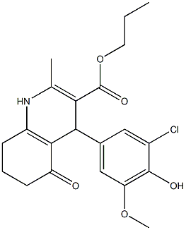 propyl 4-[3-chloro-4-hydroxy-5-(methyloxy)phenyl]-2-methyl-5-oxo-1,4,5,6,7,8-hexahydroquinoline-3-carboxylate Struktur