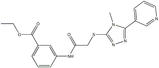 ethyl 3-[({[4-methyl-5-(3-pyridinyl)-4H-1,2,4-triazol-3-yl]sulfanyl}acetyl)amino]benzoate Struktur