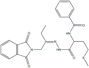 N-[1-[(2-{1-[(1,3-dioxo-1,3-dihydro-2H-isoindol-2-yl)methyl]propylidene}hydrazino)carbonyl]-3-(methylsulfanyl)propyl]benzamide Struktur