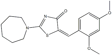 2-(1-azepanyl)-5-(2,4-dimethoxybenzylidene)-1,3-thiazol-4(5H)-one Struktur