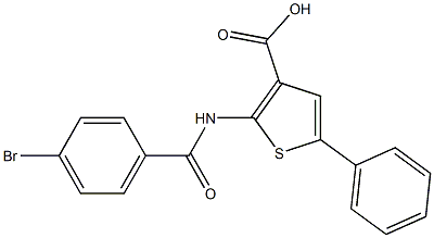 2-[(4-bromobenzoyl)amino]-5-phenyl-3-thiophenecarboxylic acid Struktur