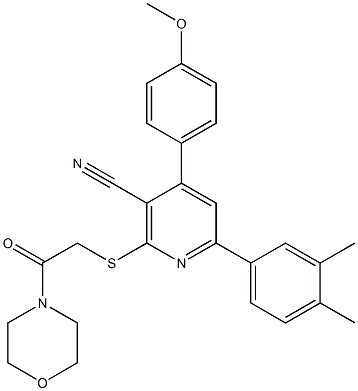 6-(3,4-dimethylphenyl)-4-(4-methoxyphenyl)-2-{[2-(4-morpholinyl)-2-oxoethyl]sulfanyl}nicotinonitrile Struktur