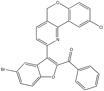 [5-bromo-3-(9-chloro-5H-chromeno[4,3-b]pyridin-2-yl)-1-benzofuran-2-yl](phenyl)methanone Struktur