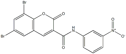 6,8-dibromo-N-{3-nitrophenyl}-2-oxo-2H-chromene-3-carboxamide Struktur