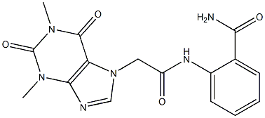 2-{[(1,3-dimethyl-2,6-dioxo-1,2,3,6-tetrahydro-7H-purin-7-yl)acetyl]amino}benzamide Struktur