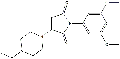 1-(3,5-dimethoxyphenyl)-3-(4-ethyl-1-piperazinyl)-2,5-pyrrolidinedione Struktur