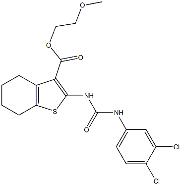 2-methoxyethyl 2-{[(3,4-dichloroanilino)carbonyl]amino}-4,5,6,7-tetrahydro-1-benzothiophene-3-carboxylate Struktur