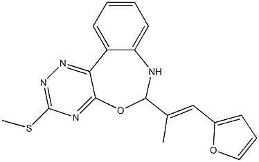 6-[2-(2-furyl)-1-methylvinyl]-3-(methylsulfanyl)-6,7-dihydro[1,2,4]triazino[5,6-d][3,1]benzoxazepine Struktur