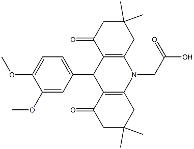 (9-(3,4-dimethoxyphenyl)-3,3,6,6-tetramethyl-1,8-dioxo-2,3,4,5,6,7,8,9-octahydro-10(1H)-acridinyl)acetic acid Struktur